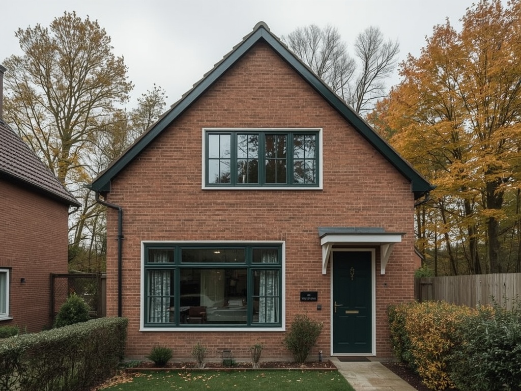 Twee-onder-een-kap woning in Brummen met donkergroene kunststof kozijnen