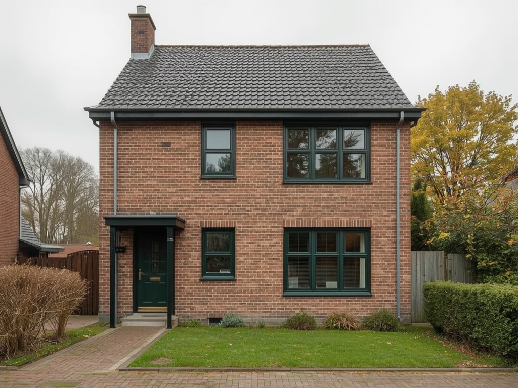 Twee-onder-een-kap woning Hattem met donkergroene kunststof kozijnen