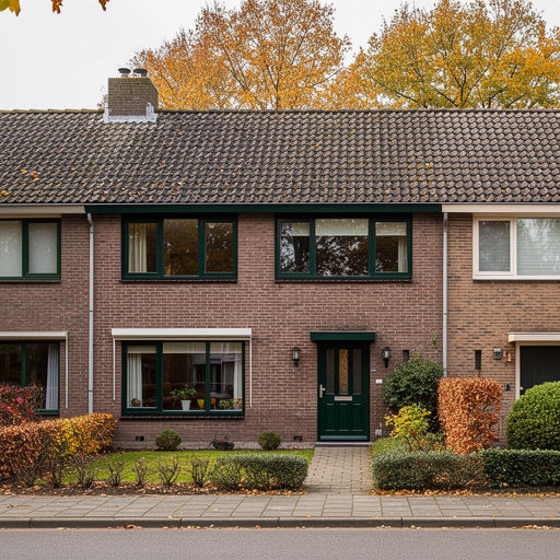 Twee-onder-een-kap woning Zutphen De Hoven met donkergroene kunststof kozijnen