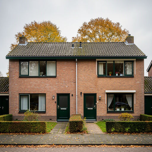 Twee-onder-een-kap woning in Epe met donkergroene kunststof kozijnen