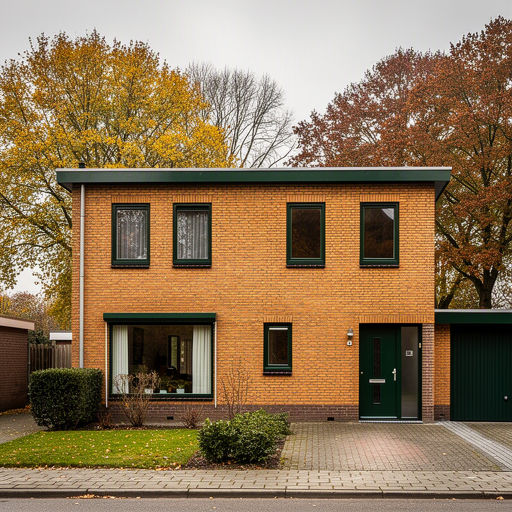 Twee-onder-een-kap woning in Lochem met donkergroene kunststof kozijnen