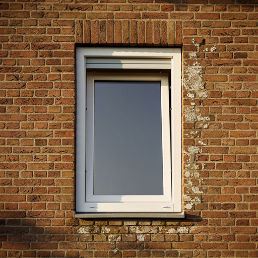 Detail draai-kiep kunststof kozijn wit op bakstenen gevel jaren 60 Hattem