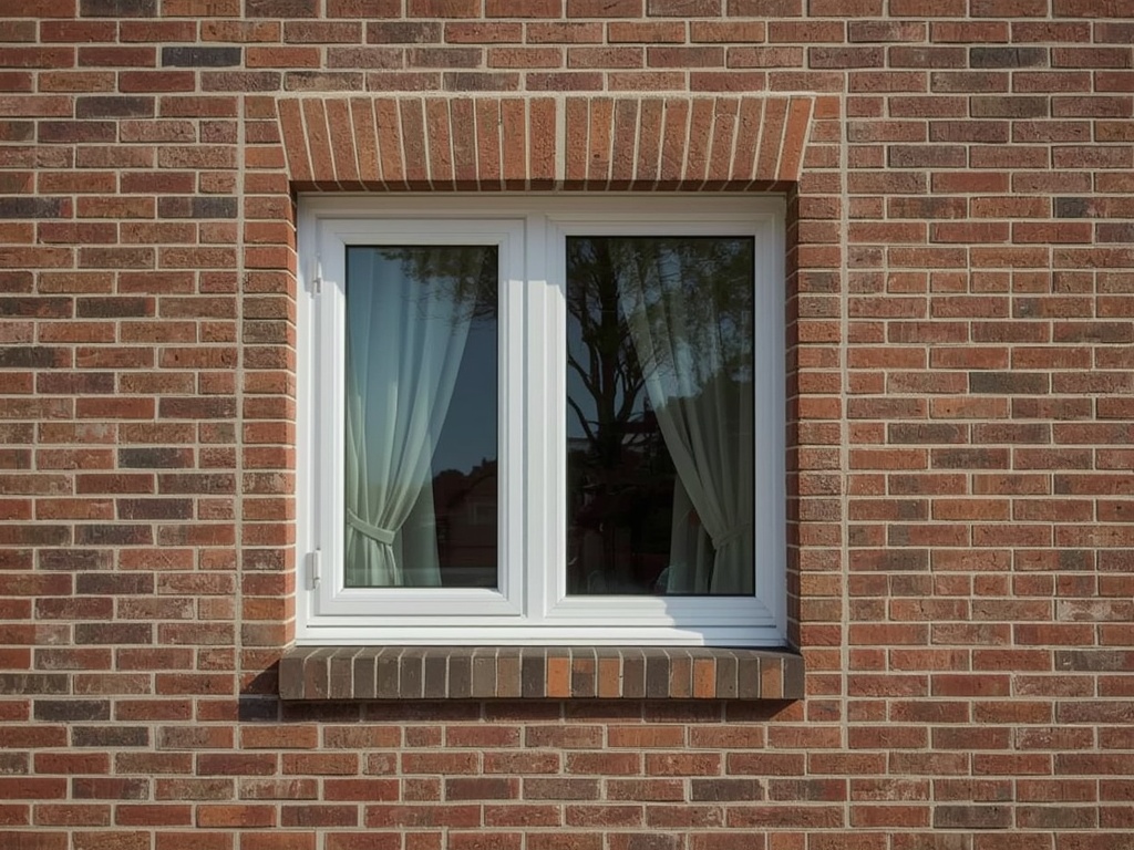 Detail draai-kiep kunststof kozijn wit op bakstenen gevel Hattem