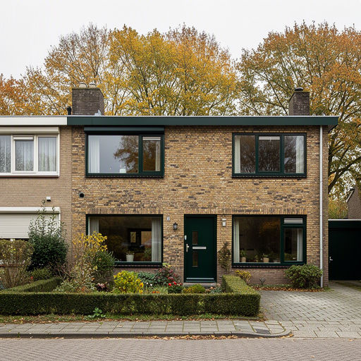 Twee-onder-een-kap woning Lochem met donkergroene kunststof kozijnen