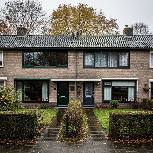 Twee-onder-een-kap woning in Brummen met donkergroene kunststof kozijnen
