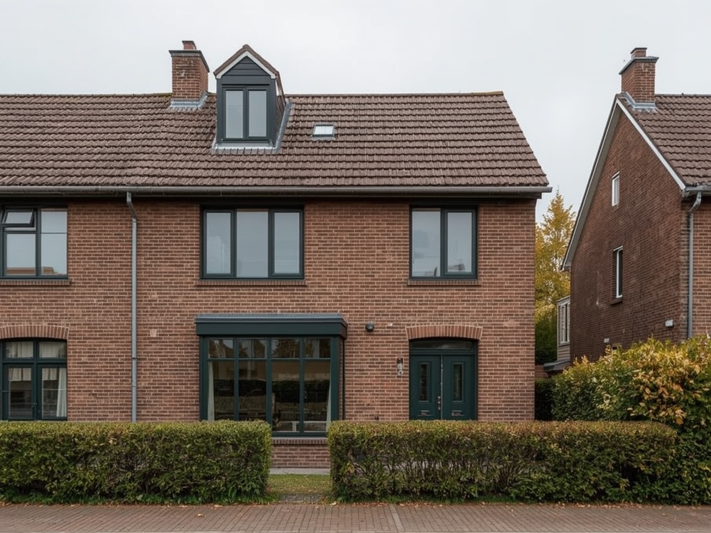 Twee-onder-een-kap woning Twello met donkergroene kunststof kozijnen