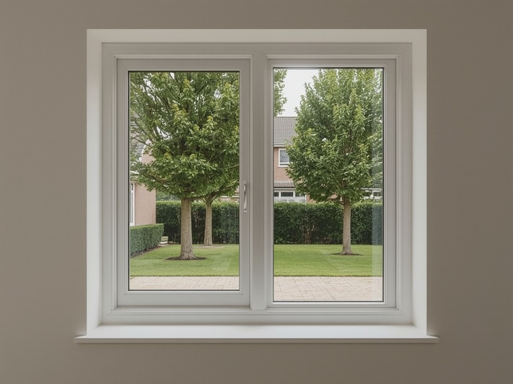 Interieur woning Twello met uitzicht door kunststof kozijnen op groene tuin