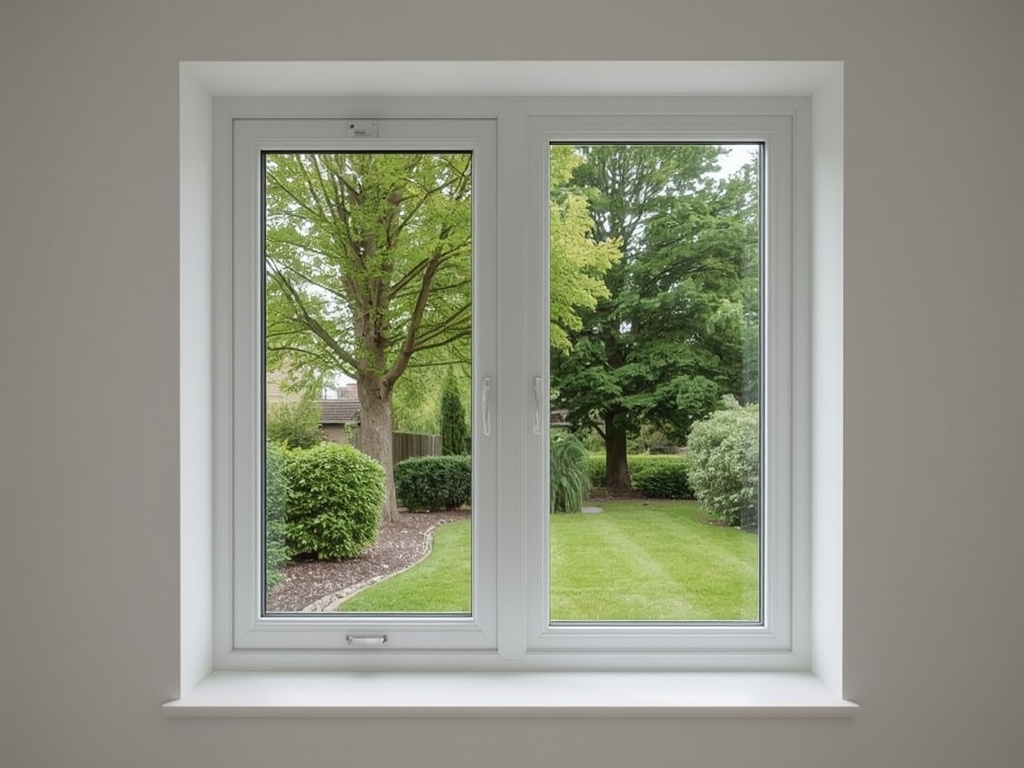 Interieur van een huis in Vaassen met uitzicht via kunststof kozijnen op een groene achtertuin
