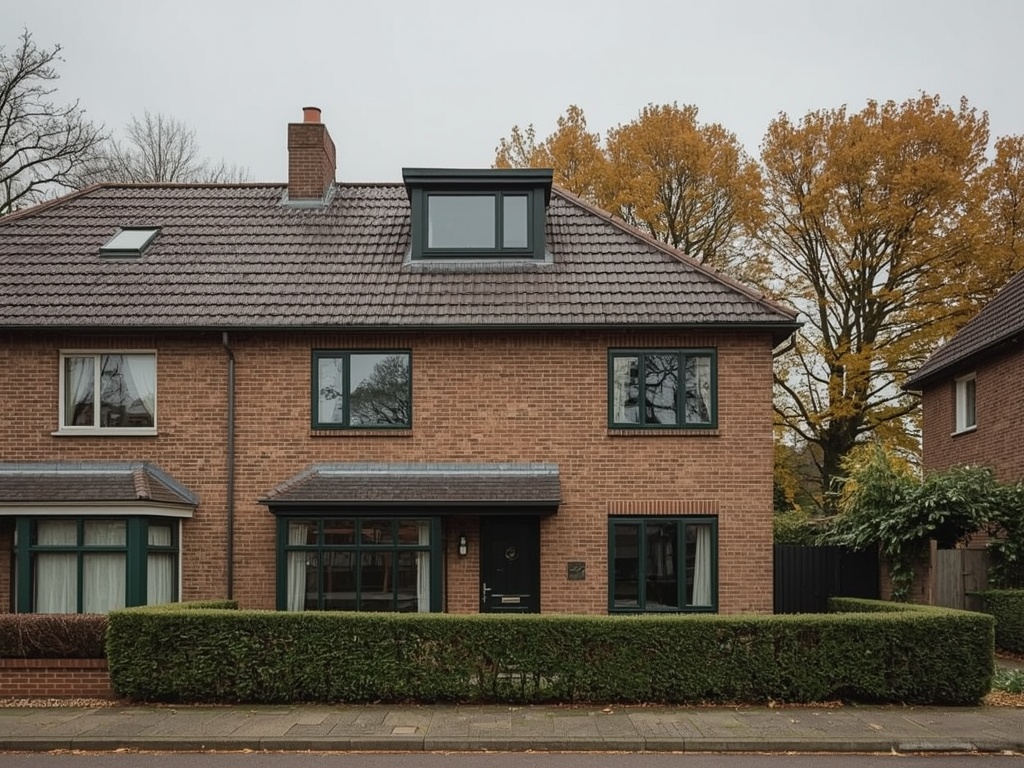 Historische woning Hattem centrum met donkergroene kunststof kozijnen