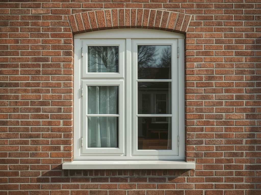 Detailopname draai-kiep kozijn wit kunststof op bakstenen gevel in Voorst