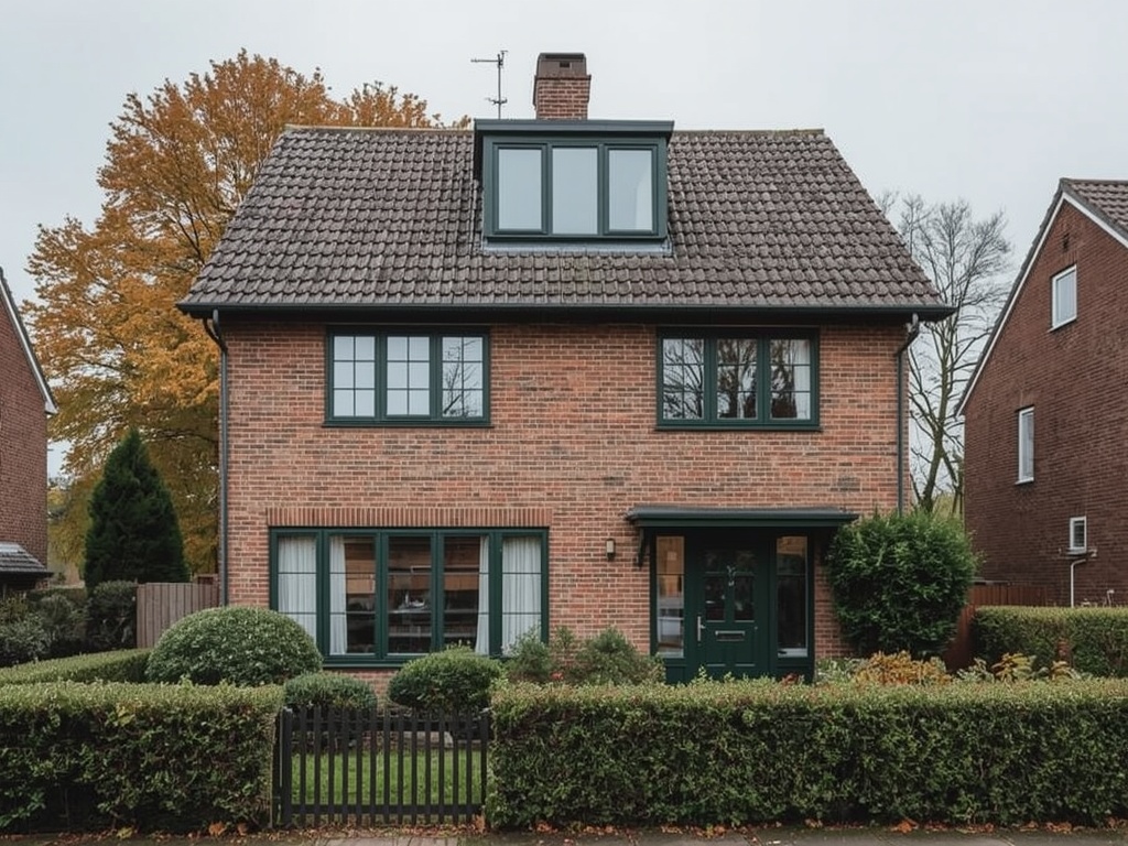 Twee-onder-een-kap woning Zutphen Waterkwartier met donkergroene kunststof kozijnen