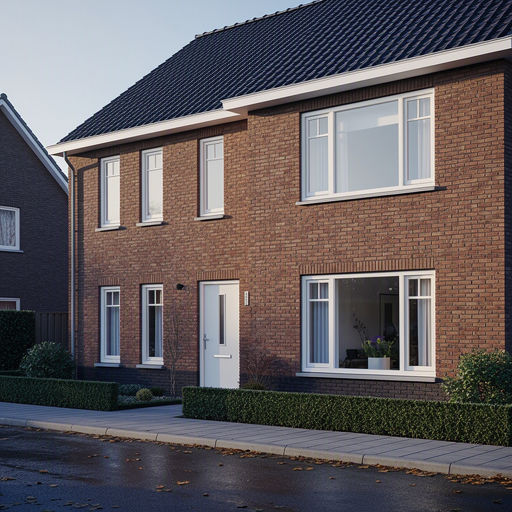 Witte kunststof draaikiepramen met HR++ glas in een rijtjeshuis in Apeldoorn