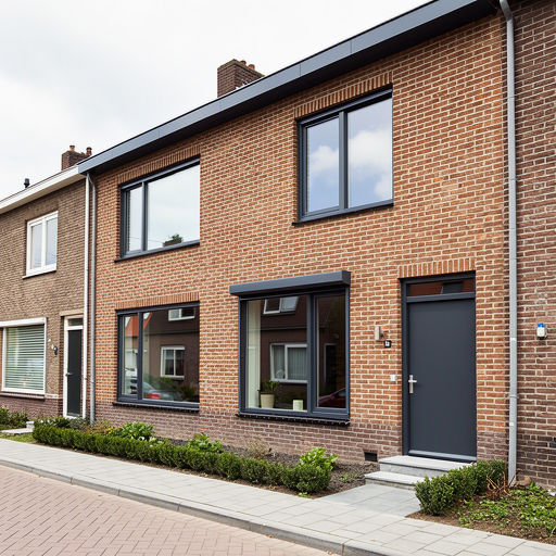 Kunststof kozijnen aan de voorgevel van een rijtjeshuis in Apeldoorn