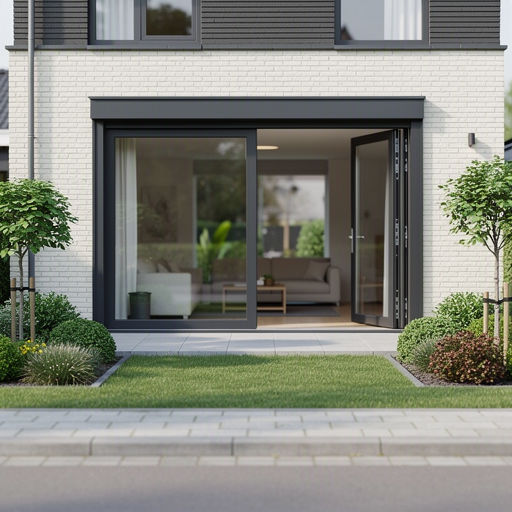 Kunststof schuifpui aan de achtergevel van een woning in Apeldoorn