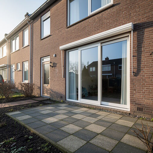 Monteur plaatst een kunststof schuifpui bij een woning in Apeldoorn